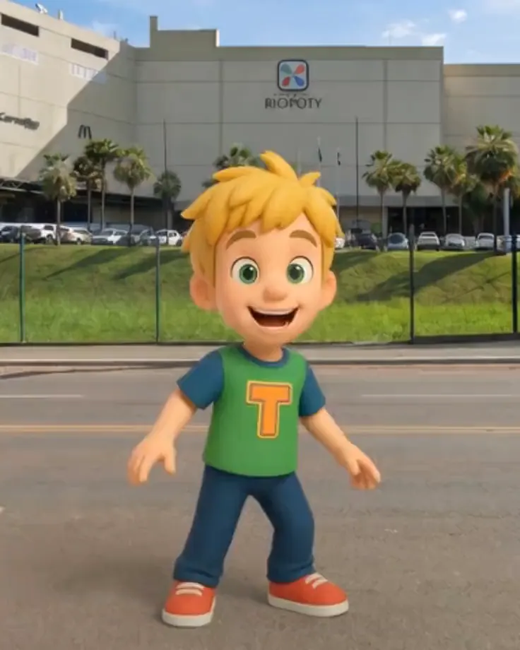 Personagem 3D da Take Kids em vídeo para redes sociais