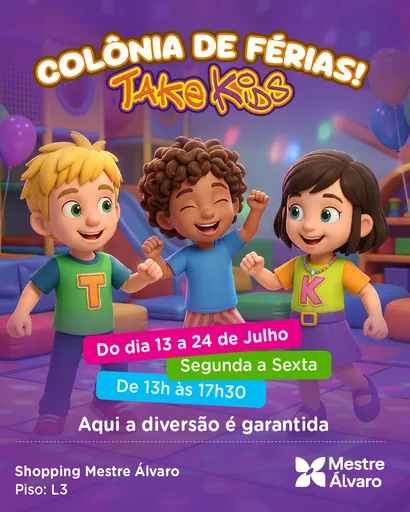 Post da Take Kids sobre a colônia de férias